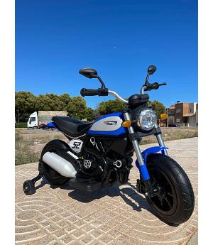 Moto Eléctrica Infantil 12v Ducati Scrambler, Ruedas Aire, azul, 2-6 años - IND22-ZTD307-AZUL